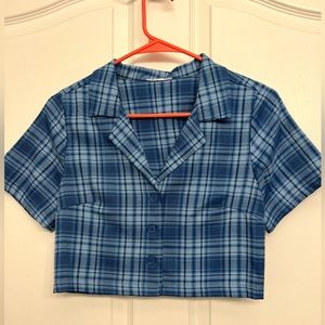 Cropped blue plaid top